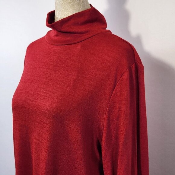 NWT  T-Tahari Women's Size Large Red Mock Neck Long Sleeve Vented Sweater Casual - Picture 9 of 16